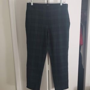 J Crew Black Watch Plaid Lined Cropped Trousers